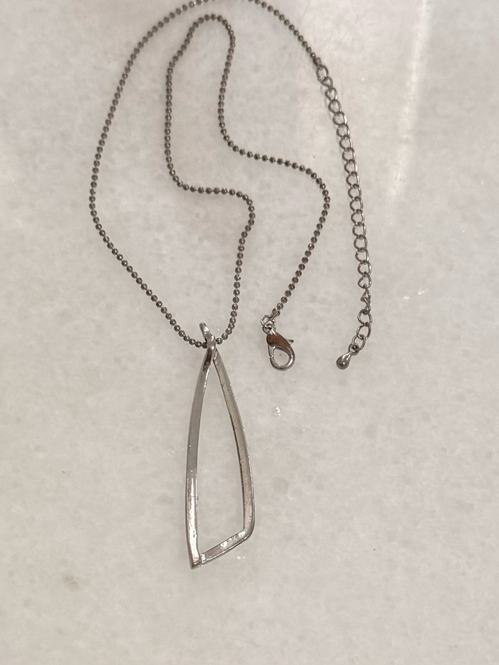 Silver Tone Minimalist Abstract Geometric Pendant Necklace - Picture 4 of 5